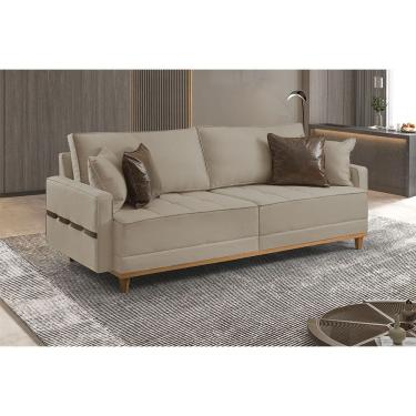 Imagem de Sofa Fixo 6 Lugares M-203 2,60m Molas Bonnel Almofadas Soltas Linho Estofados Martins