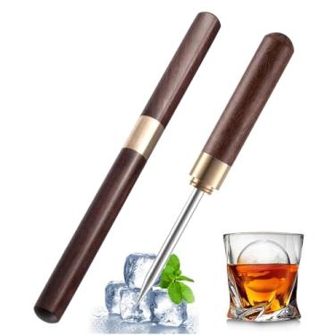 Imagem de 2 peças picador de gelo, picaretas de gelo para quebrar quebra-gelo, martelo picador de ébano, alça e capa antiderrapante, adequado para modelagem de gelo, para cozinha, bares, acampamento e