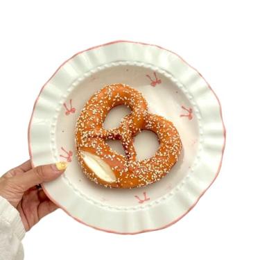 Imagem de Pratos coloridos de cerâmica sob o esmalte para casa frescos e adoráveis - prato de 20 cm - branco