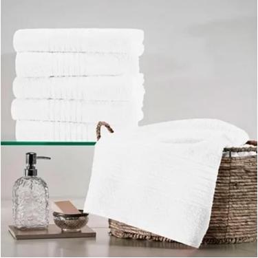 Imagem de Kit 4 Toalhas de Rosto 100% Algodão Academi a Salão Beleza Lavabo Tam 65x40 cm -280 gr/m2 - TEKA Coleção Escala Belleza Branca ou Preta (Branca)