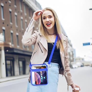 Imagem de Bolsa transparente para eventos de estádio bolsas transparentes para mulheres bolsa carteiro transversal, Blues, F