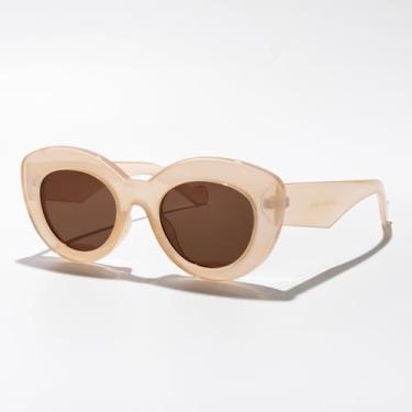 Imagem de Óculos de sol vintage olho de gato, lentes espelhadas, redondas, unissex, para mulheres, homens, viagens ao ar livre, dirigir, acessórios de moda, Armação marrom Tra/Lente marrom, Lens Width: 50
