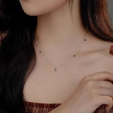 Imagem de 1 colar de gargantilha de zircônia cúbica verde esmeraldas vintage para mulheres, mãe