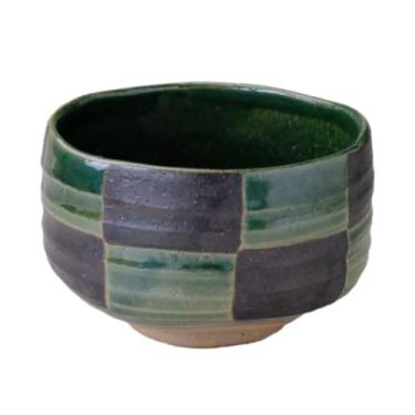 Imagem de Xícara de chá japonesa Mino Ware para cerimônia de chá do Japão (Ichimatu verde marrom)
