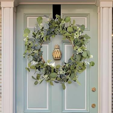 Imagem de Guirlanda de eucalipto de 56 cm para decoração de quartos, casas, paredes, cozinhas, pátios, casamento, casa de fazenda, videira floral artificial verde feita à mão com 178 cm de comprimento