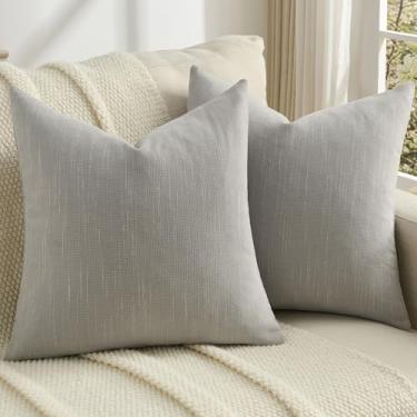 Imagem de FUTEI Capas de almofada cinza escuro de chenille 61 x 61 cm, conjunto de 2, capas de almofada europeias macias e aconchegantes com pontos de meteoro, decoração de casa moderna para sofá, sala de estar