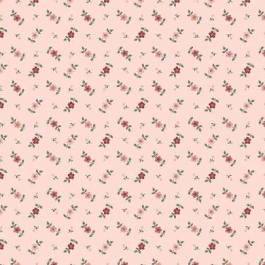 Imagem de Tecido Tricoline Micro Floral Preferido Salmão - Fuxicos e Fricotes - 