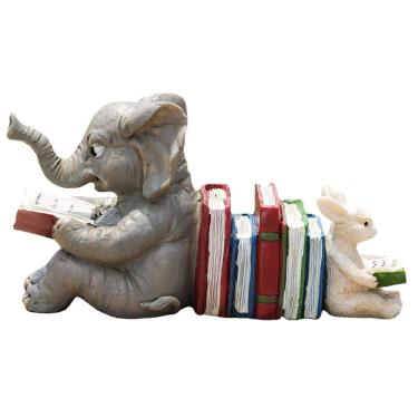 Imagem de Escultura de suporte para livros Elephant & Rabbit Storytime Resin 14 cm