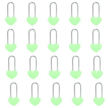 Imagem de VeYocilk 20 peças, cadeado de coração de 8,89 cm e 50 mm, cadeado de coração único verde para namorados, casamento, aniversário, viagem (sem chave)
