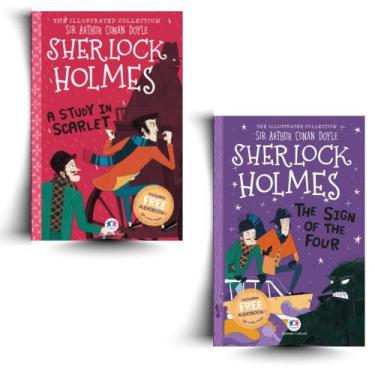 Imagem de Kit 2 Livros em Inglês: Sherlock Holmes - A study in scarlet + The sig
