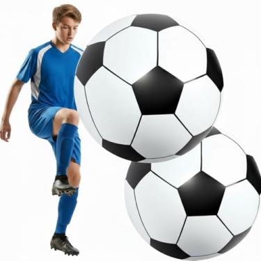 Imagem de Bola de futebol inflável gigante 67 centímetros bolas de futebol gigantes bola de futebol bolas infláveis fáceis de inflar e material durável bolas de futebol esportivas para decoração de festa ao ar livre (2 peças)