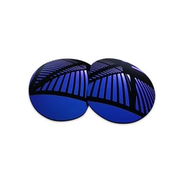 Imagem de MYCOURAG Lentes de reposição polarizadas com proteção UV para óculos de sol Oakley Meta HSTN OW8002 51 mm – Azul escuro espelhado revestido polarizado