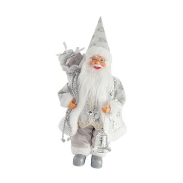 Imagem de Nishiyuenyi Enfeite de Natal com Estatueta de Papai Noel, Boneco de Papai Noel, Lembrancinha de Festa, Decoração Natalina para Sala de Estar, Prateleira Ou Mesa D, Segure o Sino de Prata