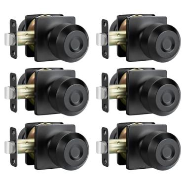 Imagem de Haidms 6 maçanetas de porta de passagem pretas foscas, maçanetas de porta de armário pretas, maçanetas de porta de passagem interiores para armário ou hall (puxadores de porta de armário de painel