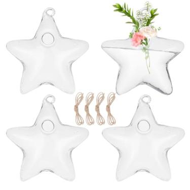 Imagem de DELORIGIN 4 peças de suporte de samambaia de vidro para pendurar vasos hidropônicos com corda de juta, terrário, plantas, cabide, vaso de suculentas, terrários para plantas de ar de musgo, decoração