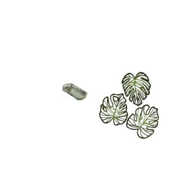 Imagem de Fenteer Bandeja Criativa para Servir Alimentos, Ideal para Banheiro E Café Da Manhã, com Decoração de Parede em Madeira com Folhas de Palmeira E Ornamento Art