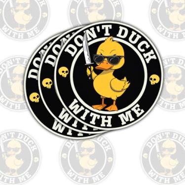 Imagem de 3 adesivos Don't Duck with Me, pato fofo engraçado com faca, assistente de água, adesivo de vinil à prova d'água para livro, caderno, garrafa de água, copo e capa de telefone para laptop 7,6 cm x 7,6