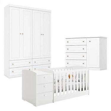 Imagem de Quarto Infantil 4 Portas Americano E Berço Multifuncional Atlanta Bran