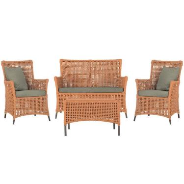 Imagem de Jogo Sofá 2 Poltronas E Mesa Igapó Marrom E8 Trama Original Terra Cota