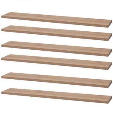 Imagem de Kit 6 Prateleiras 70 X 20cm Carvalho Suporte Invisível