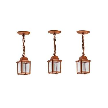 Imagem de Kit 3 Pendente Externo Vintage Cobre Resiste A Maresia Acl95 - Acende 