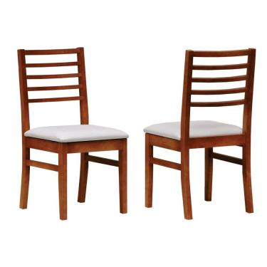Imagem de Kit 2 Cadeiras Tiê Madeira Maciça Encosto Ripado - Amêndoa Corano Bege