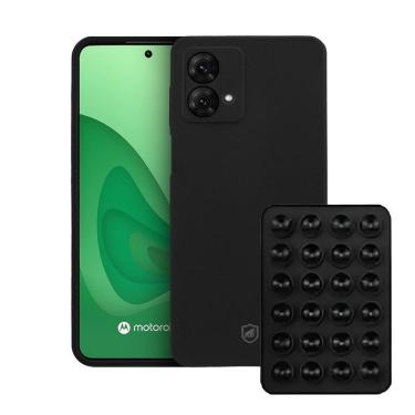 Imagem de Kit Capa Silicon Veloz Para Moto G84 5g + Ventosa Preta