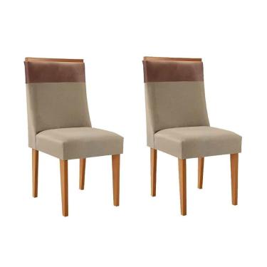 Imagem de Cadeira Sala De Jantar Jaspe Kit 2 Un Naturalle/linho Bege Turim/ano Capuccino - Rufato