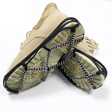 Imagem de Chuteiras de tração de caminhada, travas de gelo, aderência de bobina de aço 360° para tração em todas as direções, travas de tração de banda externa elástica para caminhadas no inverno na neve e