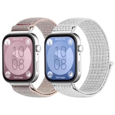 Imagem de WNIPH Pulseiras de relógio de nylon compatíveis com Huawei Watch Fit 4/Fit 4 Pro/Fit 3, pacote com 2 pulseiras esportivas macias ajustáveis para Huawei Watch Fit 4/4 Pro/3 feminino e masculino