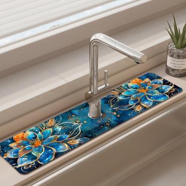 Imagem de Tapete de torneira para pia de cozinha - tapete absorvente de pia, protetor de respingos de secagem rápida para cozinha e banheiro - almofada de secagem antiderrapante com absorção de água atrás da