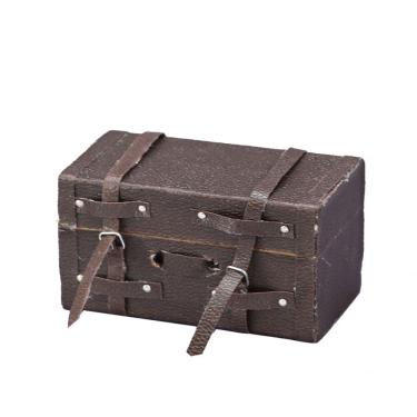 Imagem de Mala vintage em miniatura Dollhouse em escala 1:12 marrom retrô