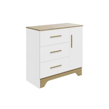 Imagem de Cômoda Bebê Popy Retrô C- 1 Porta E 3 Gavetas Branco-amendoa - Peroba