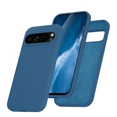 Imagem de Capa de silicone líquido fashion para Google Pixel 9 10 Pro XL 8A 7A 6A 5A, capa de TPU macia com toque de pele para Google 9A 6 7 8 9 Pro 8Pro, azul marinho, para Google 8