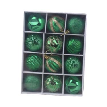 Imagem de Esquirla Conjunto de 12 enfeites de Natal para pendurar na árvore, com lâmpadas de 6 cm (2,36 polegadas), ideais para artesanato e decoração de inverno, Verde