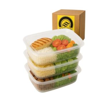 Imagem de POTE RETANGULAR 350ML COM 30 UN EMBALAGEM DESCARTAVEL FREEZER MICROONDAS