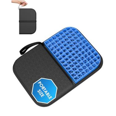 Imagem de JarryStart Almofada de assento de viagem de gel, almofada portátil de assento de avião, 36,8 cm x 26,7 cm de espessura e dobrável para assentos de avião, cadeira de escritório, acampamento