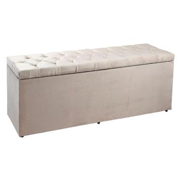 Imagem de Calçadeira Recamier Baú Queen 1,60m Madrid Suede Bege