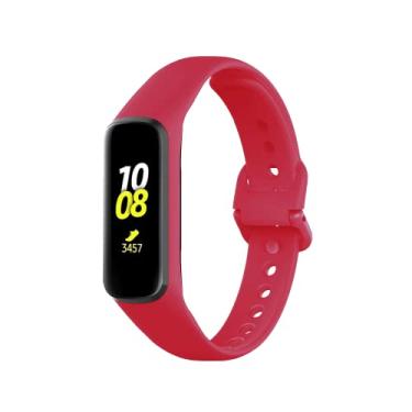 Imagem de PANDA BOBO Pulseiras de substituição compatíveis com Samsung Galaxy Fit2 SM-R220, pulseiras de silicone ajustáveis clássicas compatíveis com Samsung Galaxy Fit2 (vermelha)