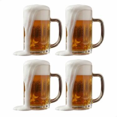 Imagem de Kit 4 Caneca Chopp Chops Chope Cerveja Vidro Forte Grosso Resistente B