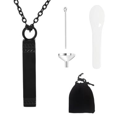 Imagem de KMYZQDV Colares de urna para cinzas masculinos, pingente de joias de cremação de aço inoxidável, pequenos suportes de cinzas, para animais de estimação, cremes, suporte de urnas para cinzas cremadas