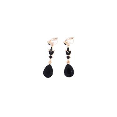 Imagem de Brincos de strass preto pendurados para mulheres, brincos de casamento de cristal verde cintilante para dama de honra, joias modernas de festa estética, Large, Metal, Sem pedra preciosa