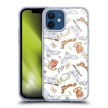 Imagem de Head Case Designs Capa de gel macio oficialmente licenciada Harry Potter Hedwig Owl Pattern Deathly Hallows XIII compatível com Apple iPhone 12 / iPhone 12 Pro