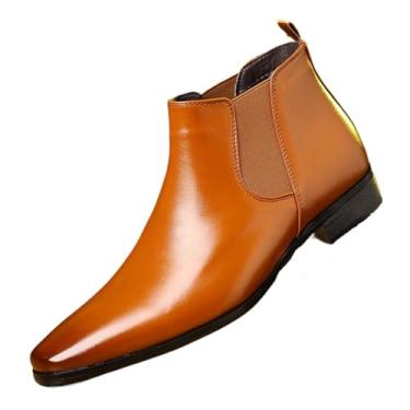 Imagem de NIAIRKE Chelsea Botas masculinas casuais masculinas sem cadarço, Marrom claro, 45