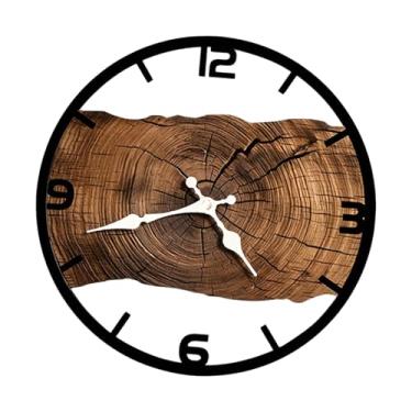 Imagem de Generic Relógio de parede silencioso para decoração de quarto vintage, relógio de anel anual decorativo para quarto, escritório e sala de estar, Marrom
