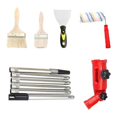 Imagem de Kit de rolo de pintura - Conjunto de rolos de pintura ajustáveis com haste extensora e pincel - Ferramenta de renovação de projetos de casa para tetos, portas, decks e cercas