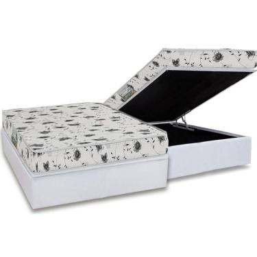 Imagem de Conjunto Box Baú Casal: Colchão Espuma Herval D23 Sonum Liso + Base Crc Linhão White (138x188)