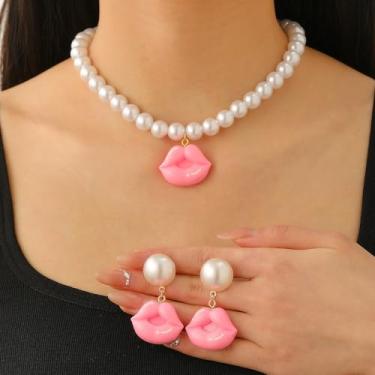 Imagem de Conjunto de colar de pérolas para mulheres, joias, presentes, moda, versátil, diário, festa, natal, presentes de amizade, presentes para mulheres, dia dos namorados, Medium, Latão, Sem Pedra Preciosa