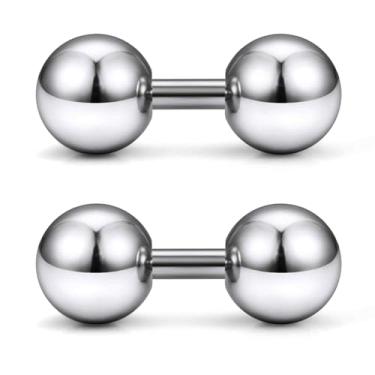 Imagem de Ruifan ASTM F136 titânio titânio 6 mm bolas grandes externamente roscadas barra reta PA piercing kit de alongamento para mulheres homens 16G barra extra curta 4 mm