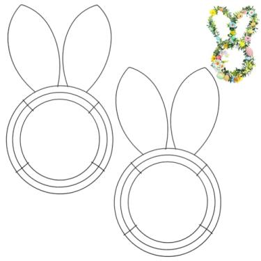 Imagem de SOFPLATE 2 peças de guirlanda de coelho, formato de guirlanda de arame, 40,6 cm, ferro, Páscoa, férias, primavera, anéis florais de jardim, formas de metal para projetos de artesanato faça-você-mesmo
